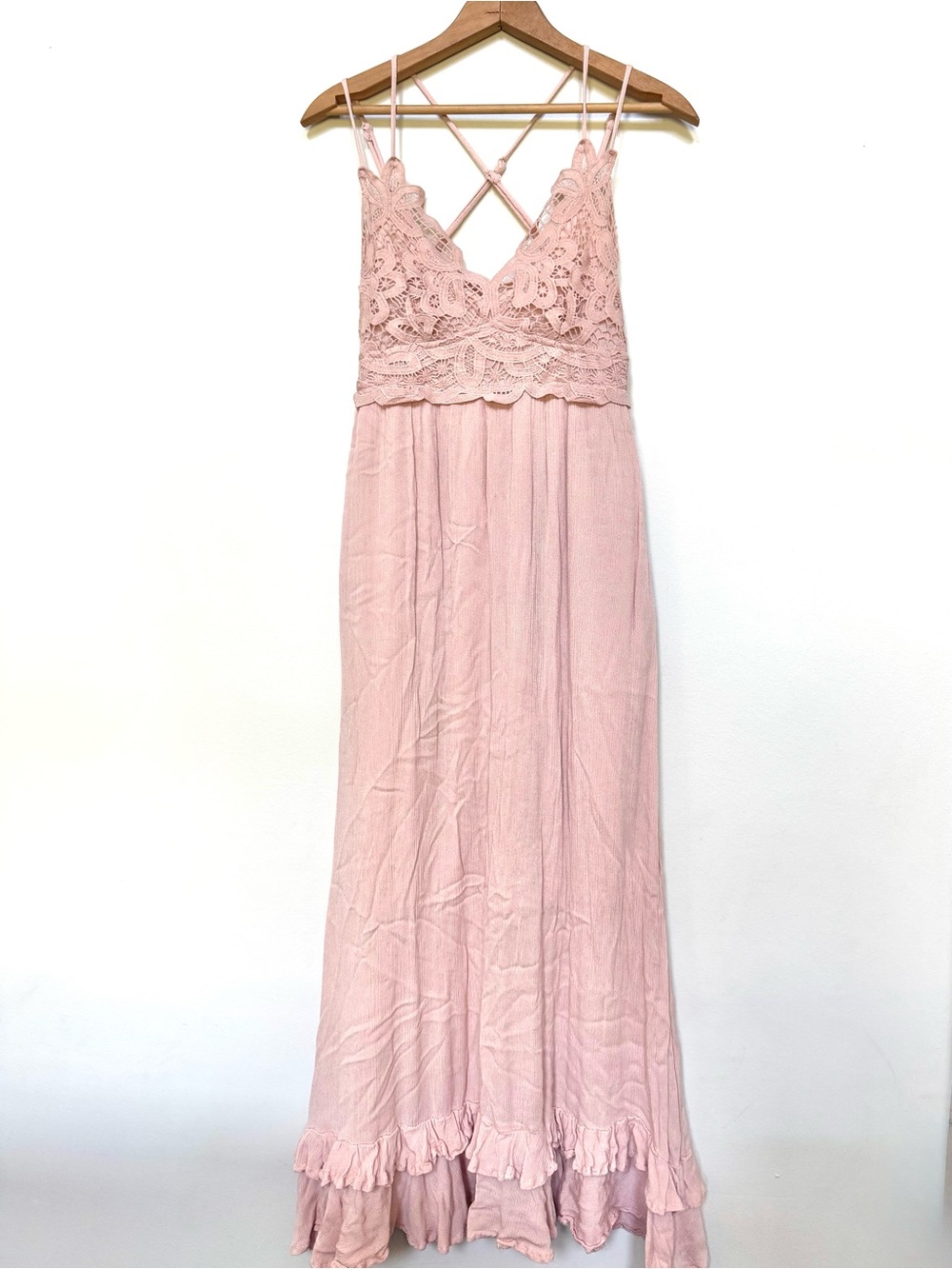 Listicle Blush Lace Bodice Maxi Dress with Slip
